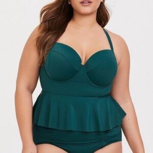 torrid Teal Green Peplum Tankini Bikini Set